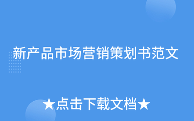 新产品市场营销策划书范文